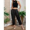 imageAcelitt Women Casual Lightweight Drawstring Elastic Waist Pants with Pockets SXXLBlack