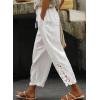 imageAcelitt Women Casual Lightweight Drawstring Elastic Waist Pants with Pockets SXXLWhite