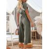 imageAcelitt Women Casual V Neck Short Sleeve Button Belted Wide Leg JumpsuitsSXXLLgreen