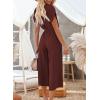 imageAcelitt Women Casual V Neck Short Sleeve Button Belted Wide Leg JumpsuitsSXXLLred
