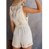 imageAcelitt Womens Casual Summer Crewneck Ruffle Sleeveless Rompers XSXXL1 Beige