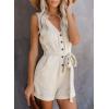 imageAcelitt Womens Casual Summer Crewneck Ruffle Sleeveless Rompers XSXXL1 Beige
