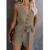 imageAcelitt Womens Casual Summer Crewneck Ruffle Sleeveless Rompers XSXXLBkhaki