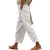 imageAcelitt Women Casual Lightweight Drawstring Elastic Waist Pants with Pockets SXXLWhite