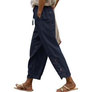 imageAcelitt Women Casual Lightweight Drawstring Elastic Waist Pants with Pockets SXXLBlue