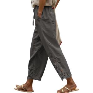 imageAcelitt Women Casual Lightweight Drawstring Elastic Waist Pants with Pockets SXXLGray