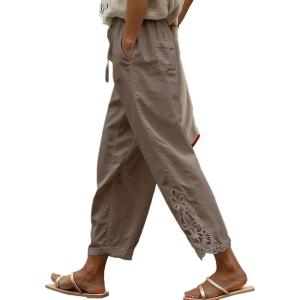 imageAcelitt Women Casual Lightweight Drawstring Elastic Waist Pants with Pockets SXXLKhaki