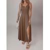 imageAcelitt Women 2025 Summer Sundress Casual Loose Sleeveless Beach Long Tank Dress Vacation Outfits with PocketsCoffee