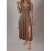 imageAcelitt Women 2025 Summer Sundress Casual Loose Sleeveless Beach Long Tank Dress Vacation Outfits with PocketsCoffee