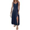 imageAcelitt Women 2025 Summer Sundress Casual Loose Sleeveless Beach Long Tank Dress Vacation Outfits with PocketsNavy Blue