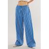 imageAcelitt Women Casual Drawstring Elastic Waist Loose Wide Leg Striped Pants with Pockets SXXLBlue
