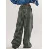 imageAcelitt Women Casual Drawstring Elastic Waist Loose Wide Leg Striped Pants with Pockets SXXLGreen