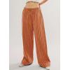 imageAcelitt Women Casual Drawstring Elastic Waist Loose Wide Leg Striped Pants with Pockets SXXLRed