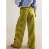 imageAcelitt Women Casual Drawstring Elastic Waist Loose Wide Leg Striped Pants with Pockets SXXLYellow