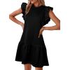 imageAcelitt Womens Casual Summer Crewneck Babydoll Flowy Tiered Mini Dress SXXLBlack