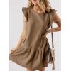 imageAcelitt Womens Casual Summer Crewneck Babydoll Flowy Tiered Mini Dress SXXLBrown