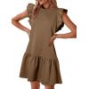 imageAcelitt Womens Casual Summer Crewneck Babydoll Flowy Tiered Mini Dress SXXLBrown