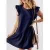 imageAcelitt Womens Casual Summer Crewneck Babydoll Flowy Tiered Mini Dress SXXLNavy Blue
