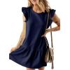imageAcelitt Womens Casual Summer Crewneck Babydoll Flowy Tiered Mini Dress SXXLNavy Blue