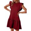 imageAcelitt Womens Casual Summer Crewneck Babydoll Flowy Tiered Mini Dress SXXLRed