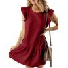 imageAcelitt Womens Casual Summer Crewneck Babydoll Flowy Tiered Mini Dress SXXLRed