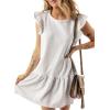 imageAcelitt Womens Casual Summer Crewneck Babydoll Flowy Tiered Mini Dress SXXLWhite