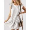 imageAcelitt Womens Casual Summer Crewneck Babydoll Flowy Tiered Mini Dress SXXLWhite
