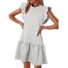 imageAcelitt Womens Casual Summer Crewneck Babydoll Flowy Tiered Mini Dress SXXLWhite
