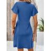 imageAcelitt Womens Casual Summer Twist Front V Neck Short Sleeve Mini Dress SXXLBlue