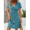 imageAcelitt Womens Casual Summer Twist Front V Neck Short Sleeve Mini Dress SXXLCyan