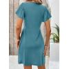 imageAcelitt Womens Casual Summer Twist Front V Neck Short Sleeve Mini Dress SXXLCyan