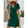 imageAcelitt Womens Casual Summer Twist Front V Neck Short Sleeve Mini Dress SXXLDark Green