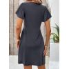 imageAcelitt Womens Casual Summer Twist Front V Neck Short Sleeve Mini Dress SXXLGray