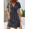 imageAcelitt Womens Casual Summer Twist Front V Neck Short Sleeve Mini Dress SXXLGray