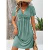 imageAcelitt Womens Casual Summer Twist Front V Neck Short Sleeve Mini Dress SXXLGreen