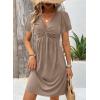imageAcelitt Womens Casual Summer Twist Front V Neck Short Sleeve Mini Dress SXXLKhaki