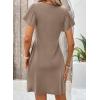 imageAcelitt Womens Casual Summer Twist Front V Neck Short Sleeve Mini Dress SXXLKhaki