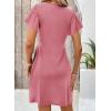 imageAcelitt Womens Casual Summer Twist Front V Neck Short Sleeve Mini Dress SXXLPink