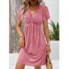 imageAcelitt Womens Casual Summer Twist Front V Neck Short Sleeve Mini Dress SXXLPink