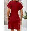 imageAcelitt Womens Casual Summer Twist Front V Neck Short Sleeve Mini Dress SXXLRed