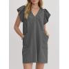 imageAcelitt Womens Casual Summer V Neck Cap Sleeve Shift Mini Dress with Pockets SXXLBlack