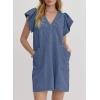 imageAcelitt Womens Casual Summer V Neck Cap Sleeve Shift Mini Dress with Pockets SXXLBlue