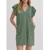 imageAcelitt Womens Casual Summer V Neck Cap Sleeve Shift Mini Dress with Pockets SXXLGreen