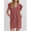 imageAcelitt Womens Casual Summer V Neck Cap Sleeve Shift Mini Dress with Pockets SXXLRed