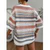 imageAcelitt Womens Short Sleeve Crochet Knit Sweater Hollow Out Striped Tops Beach Vacation Cruise OutfitsAkhaki Stripe