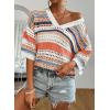 imageAcelitt Womens Short Sleeve Crochet Knit Sweater Hollow Out Striped Tops Beach Vacation Cruise OutfitsBorange Stripe