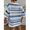 imageAcelitt Womens Short Sleeve Crochet Knit Sweater Hollow Out Striped Tops Beach Vacation Cruise OutfitsBsky Blue Stripe