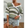 imageAcelitt Womens Short Sleeve Crochet Knit Sweater Hollow Out Striped Tops Beach Vacation Cruise OutfitsGreen Stripe