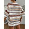 imageAcelitt Womens Short Sleeve Crochet Knit Sweater Hollow Out Striped Tops Beach Vacation Cruise OutfitsNewbrown Stripe