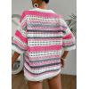 imageAcelitt Womens Short Sleeve Crochet Knit Sweater Hollow Out Striped Tops Beach Vacation Cruise OutfitsPink Stripe